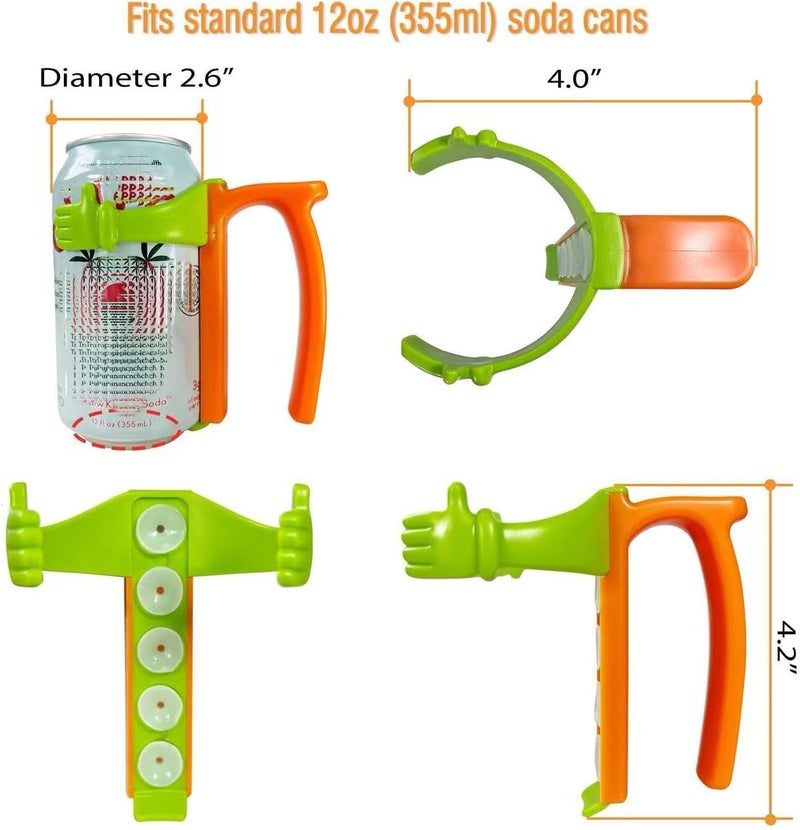 DIPESI Soda Can Lids and Holders for 12oz Cans – 2 Can Covers with Straw + 2 Can Holder with Handle – For Soda, Beer, Pop – Easy to Hold, Leak-Free - Image 3