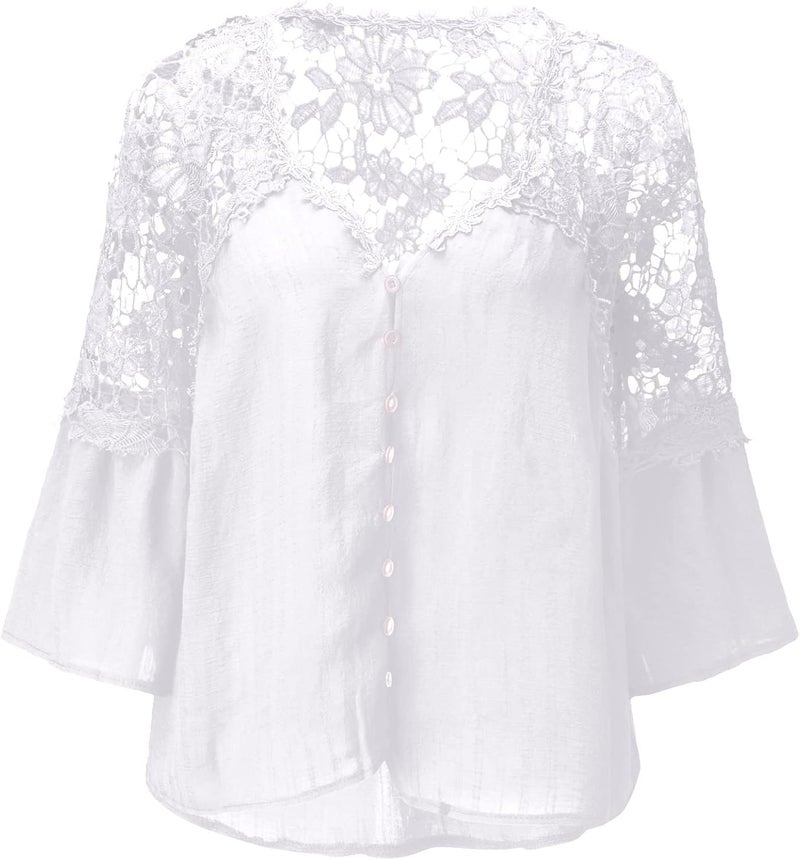 klarako Women Winter Solid Color Round Neck Long-Sleeved Lace Stitching Loose Top - Image 3