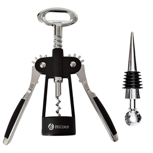 HiCoup Kitchenware HiCoup Wine Opener  Wing Corkscrew Beer and Wine Bottle Opener wWinged Grip and Stopper  Easy to Use 