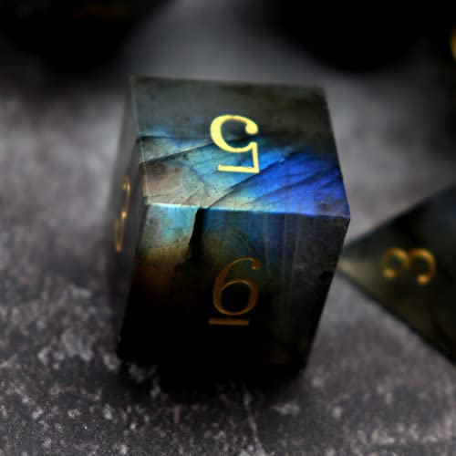 Haxtec Moonstone Dice Labradorite Gemstone Polyhedral DND Dice Set with Premium Dice Case Compatible with Dungeons and Dragons Role Playing Board Games DD Gift - Image 5