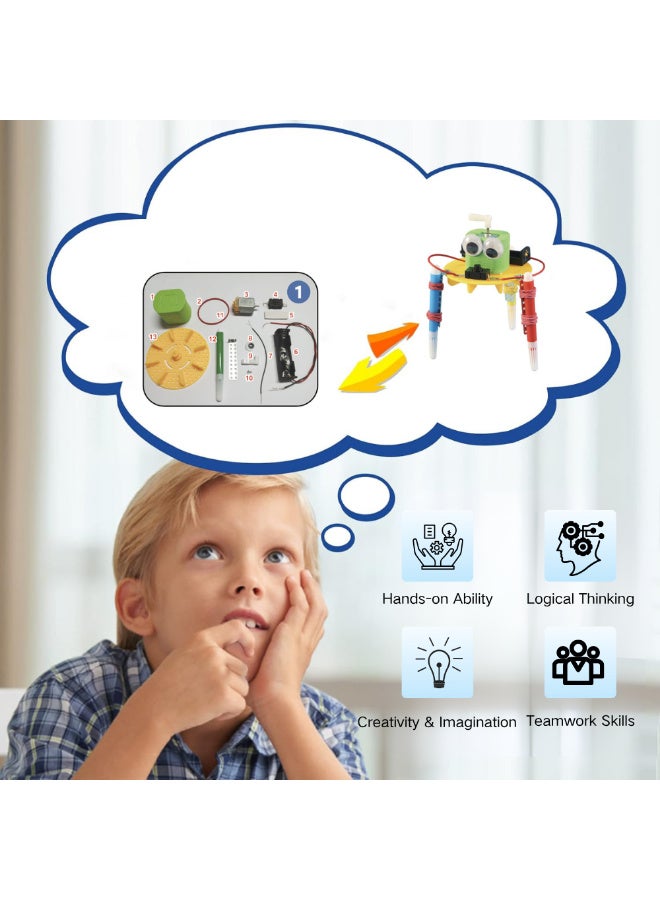 McDou Children's STEM robot kit, 6-in-1 robot assembly science experiment set, electric motor engineering toy, ideal gift for boys and girls, STEM learning and education kit for children aged 6-15 - Image 2