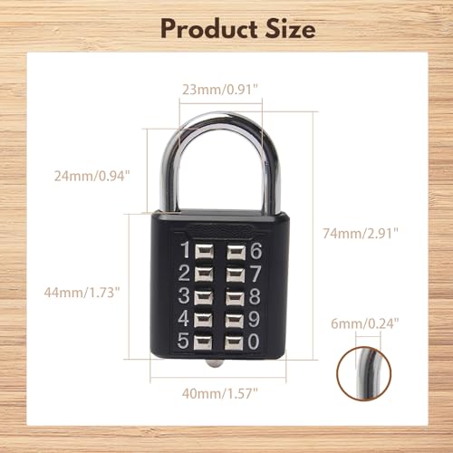 MroMax 5-Digit Fixed Code Combination Padlock, 1-Pack Push Button Lock with Pre-Set Random Password (Non-Resettable), Zinc Alloy Lock for School Locker, Gym, Case, Luggage, Drawer, Toolbox (Red) - Image 3