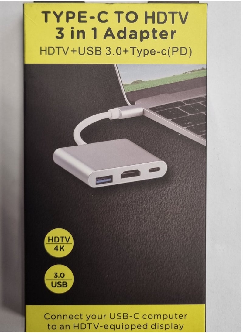 Generic TYPE-C TO HDTV 3 in 1 Adapter (HDTV + USB 3.0 + Type-C PD)  - Image 1