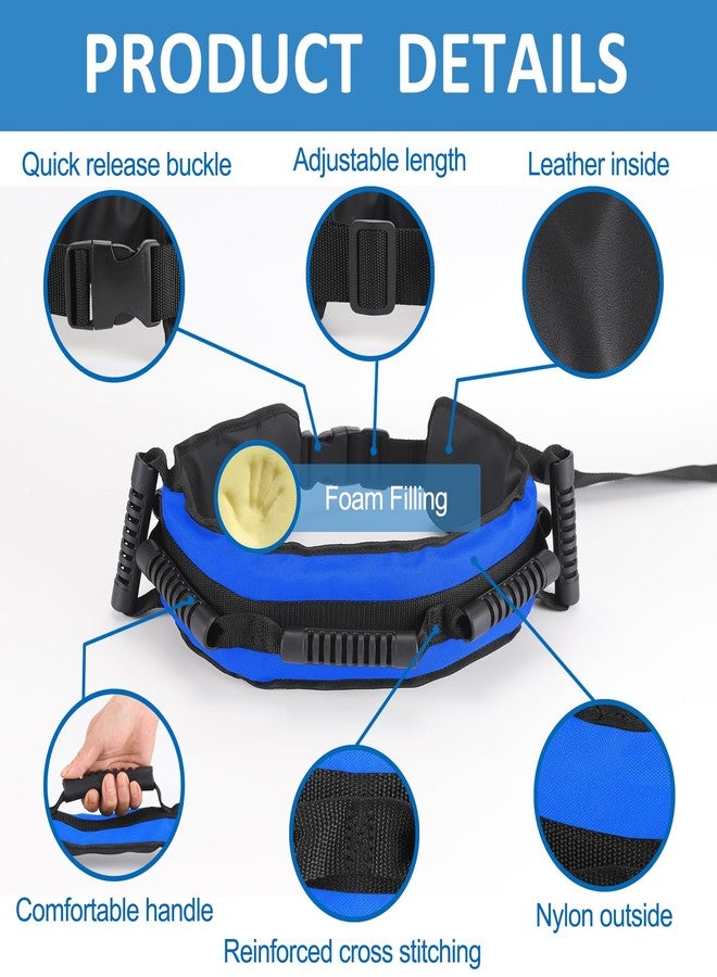 Jacobable Gait Belt for Seniors, Transfer Belt with 7 Nylon Padded Handles, Medical Belt for Lifting Patients, Safety Gait Belt for Elderly Easy to Use Quick Release Buckle(Blue) - Image 3