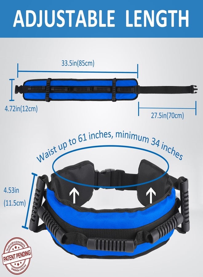 Jacobable Gait Belt for Seniors, Transfer Belt with 7 Nylon Padded Handles, Medical Belt for Lifting Patients, Safety Gait Belt for Elderly Easy to Use Quick Release Buckle(Blue) - Image 2