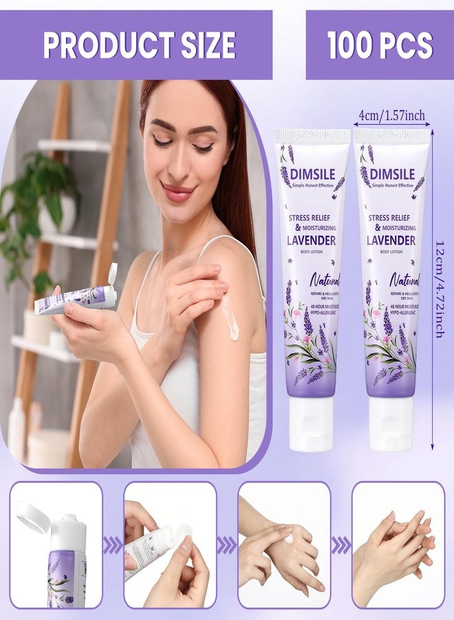 Dimsile 100 Pack Lavender Travel Size Body Lotion 1 oz Dry Skin Moisturizer with Flip Cap for Extra Dry Skin, for Inns and Hotels, Offices, Airlines, Gyms and More - Image 2