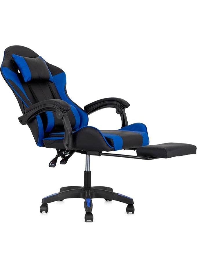 مالتي هوم فيرنيتشر كرسي ألعاب مريح بظهر مرتفع MH-32FR-أزرق مع مسند للقدمين، كرسي مكتب سباق قابل للتعديل مع دعم أسفل الظهر ومسند للرأس، أسود وأزرق - Image 3