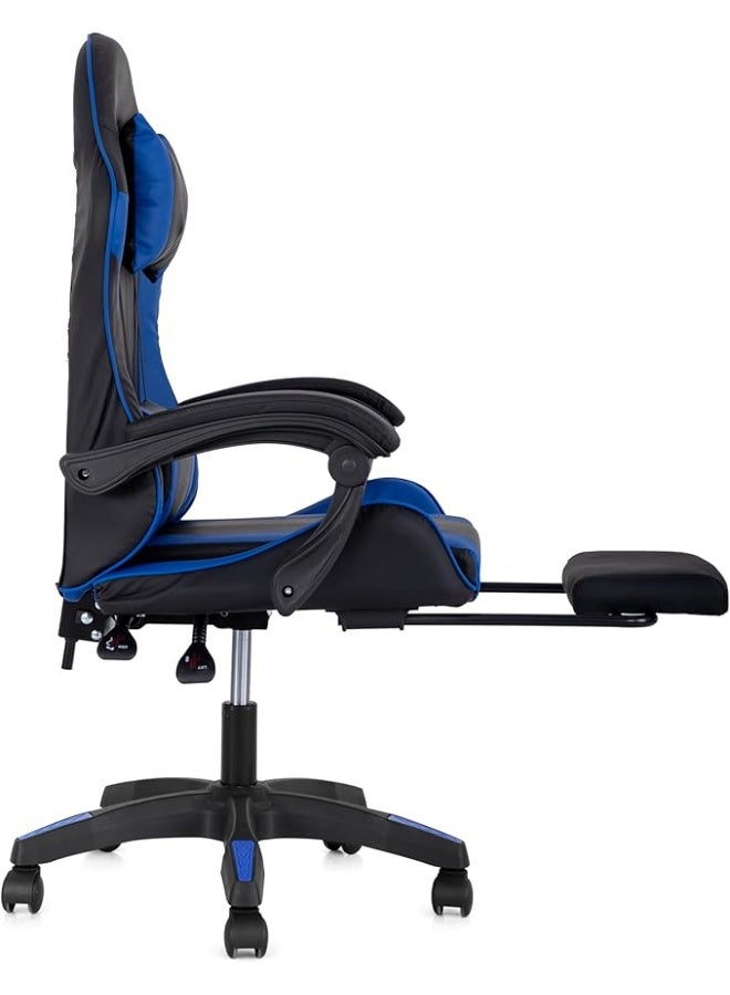 مالتي هوم فيرنيتشر كرسي ألعاب مريح بظهر مرتفع MH-32FR-أزرق مع مسند للقدمين، كرسي مكتب سباق قابل للتعديل مع دعم أسفل الظهر ومسند للرأس، أسود وأزرق - Image 5