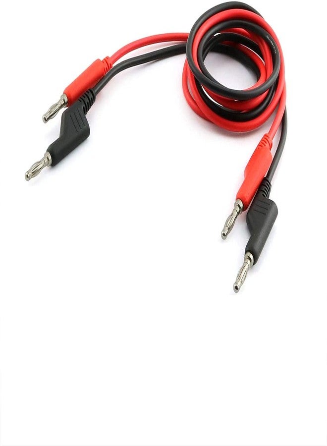 Longdex 2pcs/set 4mm Double Ended Stackable Banana Male Plug 15A Pure Copper Test Lead Cable Multimeter Testing Probe 1m (Black + Red) - Image 1