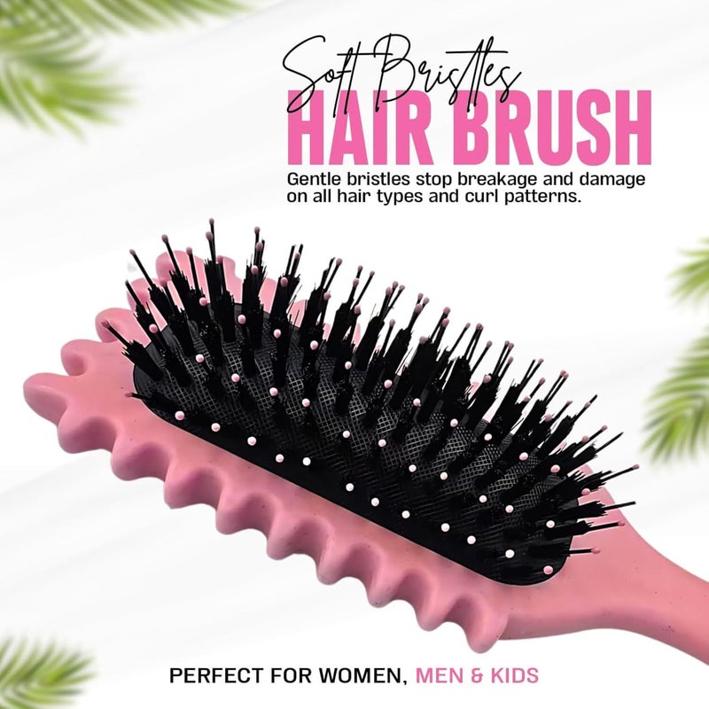 Combelle 5-in-1 Curl Hair Brush, Vegan Boar Bristles, Bio-Baked PLA Handle, Detangling and Frizz Control for Curly Hair (Red) - Image 5