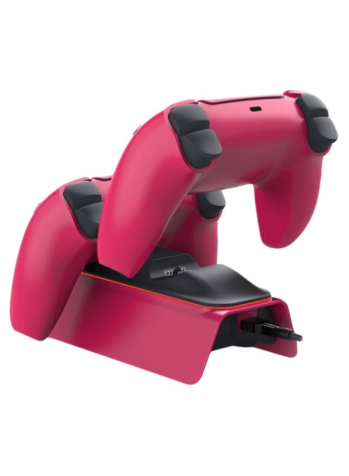 قاعدة شحن مزدوجة لوحدات تحكم PS5 – محطة شحن سريعة مع مؤشر LED – تصميم أنيق ومتين باللون الأحمر الكوني - Image 3