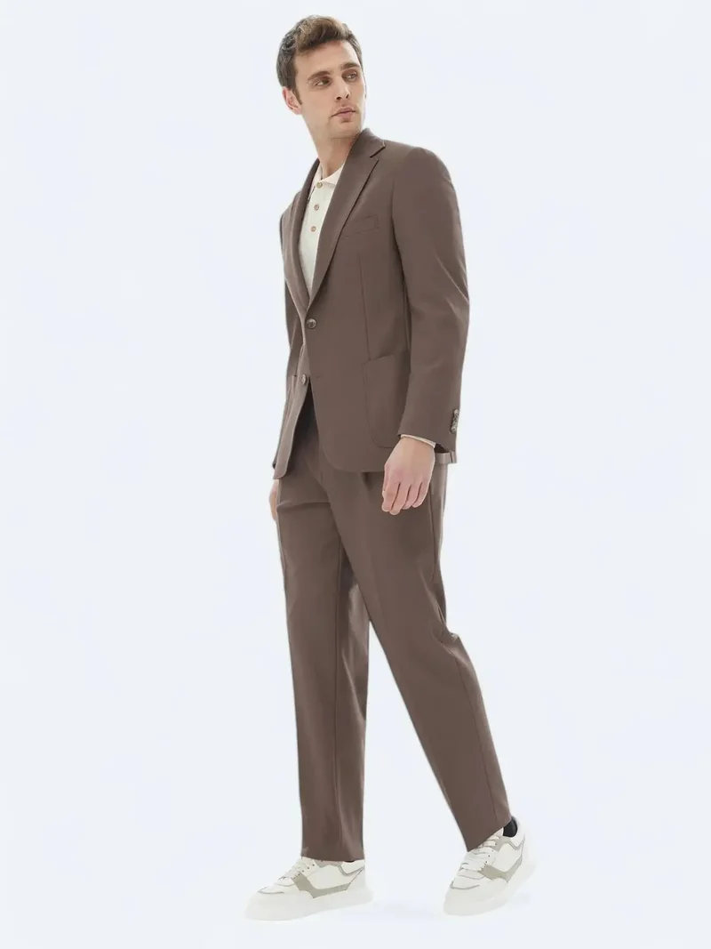 كيب بدلة بنية سادة مريحة