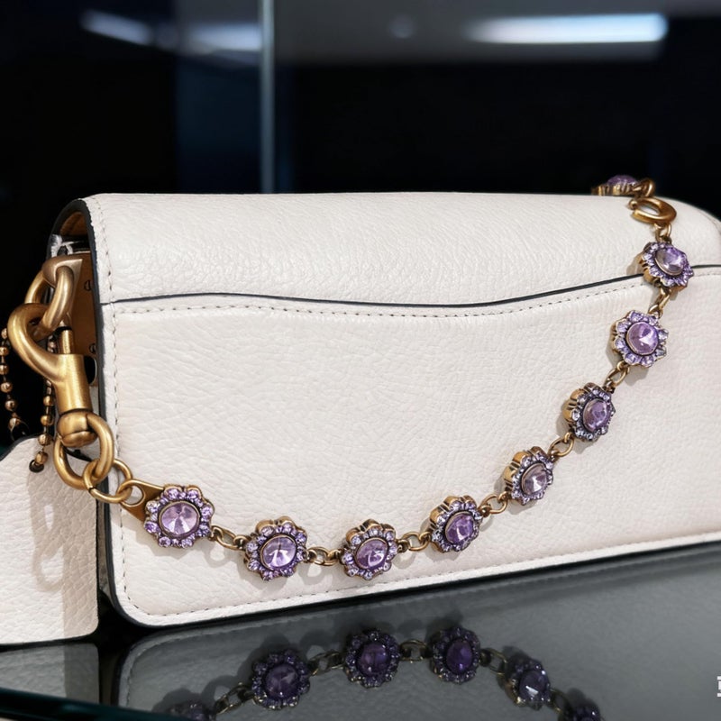 SOPKTA Bag Charms Chainï¼ŒPurse Charmsï¼ŒBag Charm Chain, flower-shaped fashionable women's purse chain -Violets - Image 2