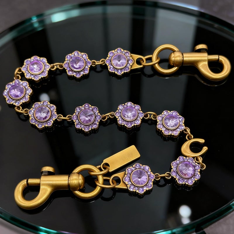 SOPKTA Bag Charms Chainï¼ŒPurse Charmsï¼ŒBag Charm Chain, flower-shaped fashionable women's purse chain -Violets - Image 4