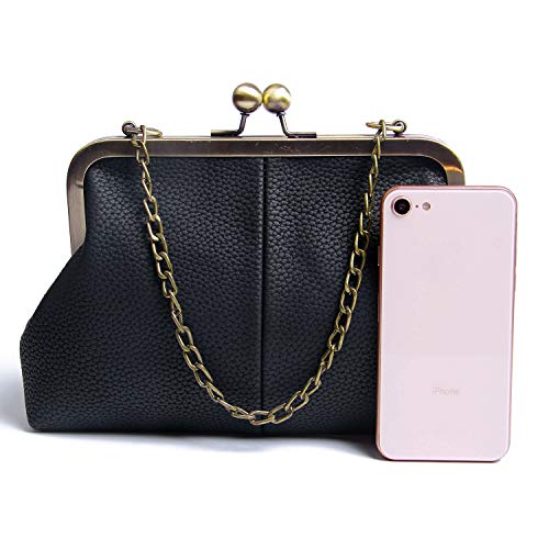 Lanpet Women Classical Kiss Lock Clutch with Chain Strap Shoulder Bag Purse Wallet - Image 3