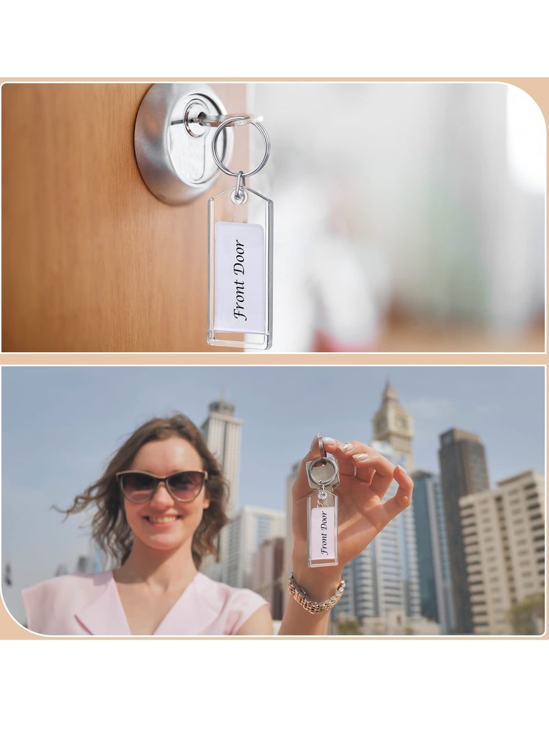 Excefore Plastic Key Tags ,50 Pcs Key Tags 3 Inch Plastic Key Chain Tags Clear Slip Slot Key Tags with Split Rings, Transparent Key Chains Bulk for ID Luggage Travel Car Office Pets Storage  - Image 4