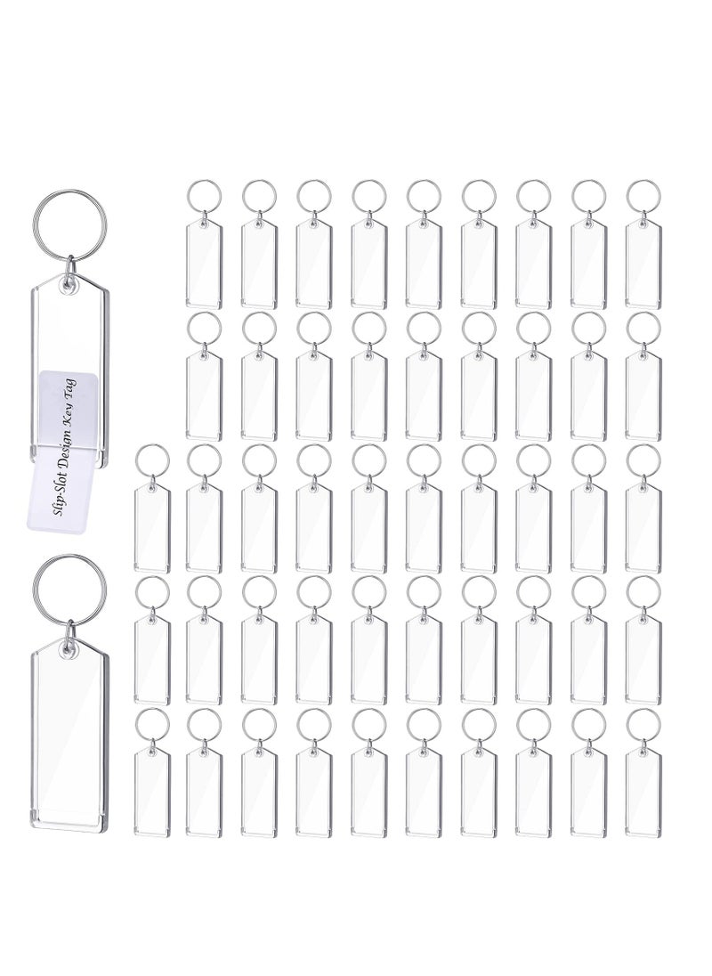 Excefore Plastic Key Tags ,50 Pcs Key Tags 3 Inch Plastic Key Chain Tags Clear Slip Slot Key Tags with Split Rings, Transparent Key Chains Bulk for ID Luggage Travel Car Office Pets Storage  - Image 1
