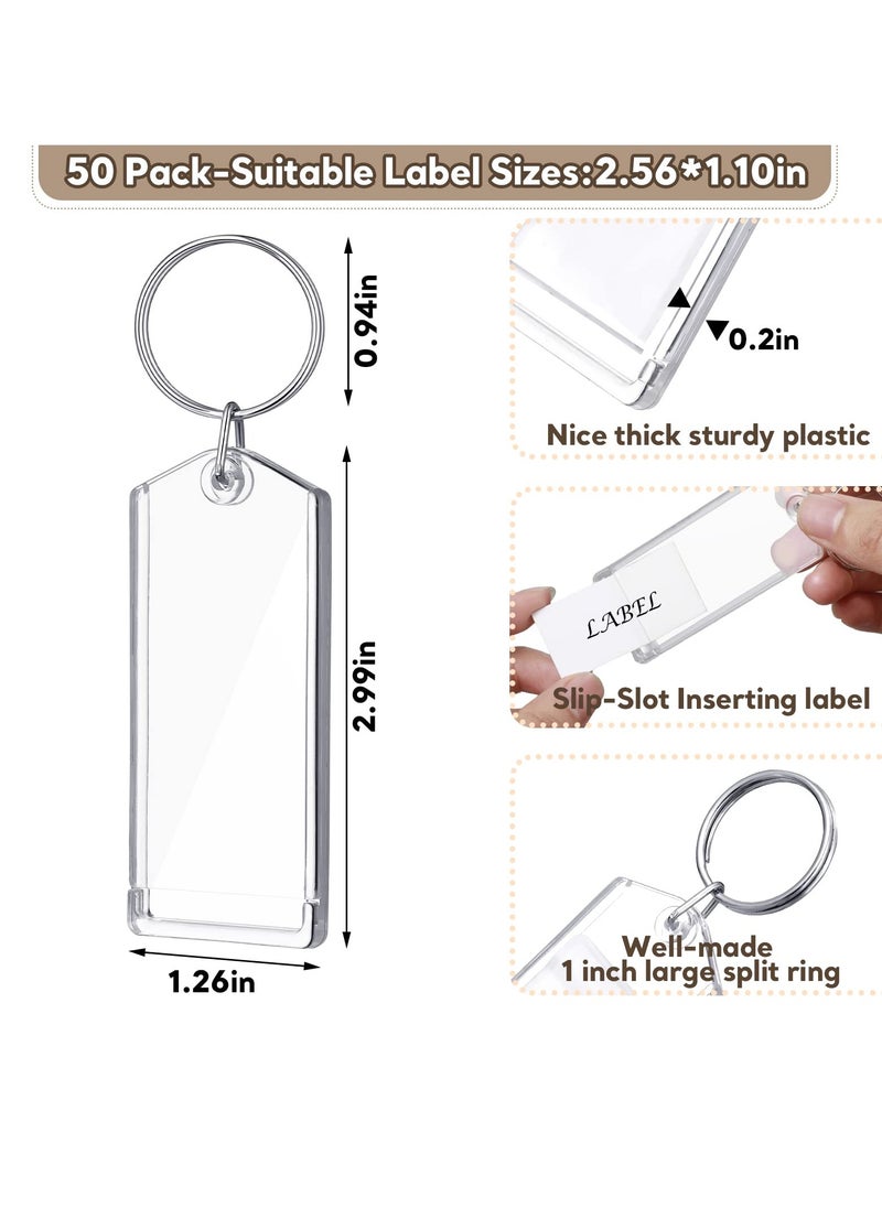 Excefore Plastic Key Tags ,50 Pcs Key Tags 3 Inch Plastic Key Chain Tags Clear Slip Slot Key Tags with Split Rings, Transparent Key Chains Bulk for ID Luggage Travel Car Office Pets Storage  - Image 2