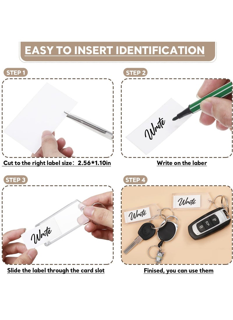 Excefore Plastic Key Tags ,50 Pcs Key Tags 3 Inch Plastic Key Chain Tags Clear Slip Slot Key Tags with Split Rings, Transparent Key Chains Bulk for ID Luggage Travel Car Office Pets Storage  - Image 3