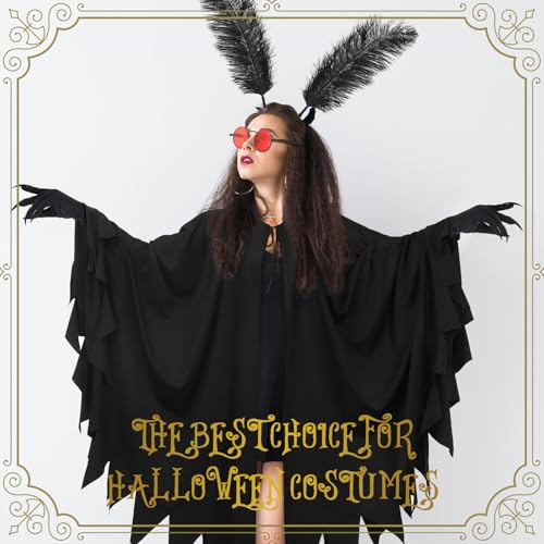 Skicuff 4 Pcs Unisex Mothman Costume Halloween Mothman Cosplay Moth Paw Glove Fingernail Glasses Headband for Adult Women(Classic Style) - Image 5