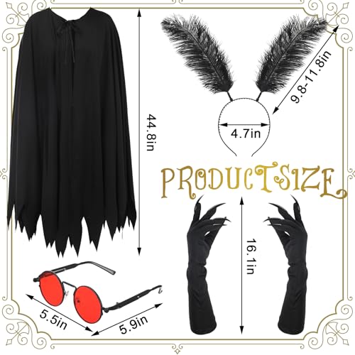 Skicuff 4 Pcs Unisex Mothman Costume Halloween Mothman Cosplay Moth Paw Glove Fingernail Glasses Headband for Adult Women(Classic Style) - Image 2