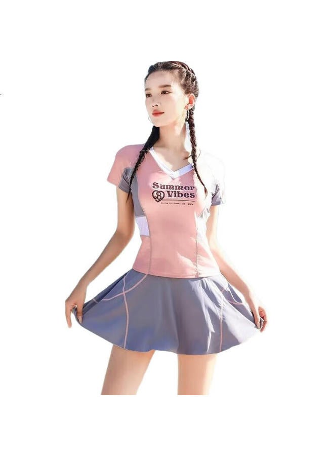 Barbie Conservative Split Skirt Slimming Swimsuit For Women, Student Sports Women'S Two-Piece Set For Hot Spring Vacation Swimming Outfit - Image 1