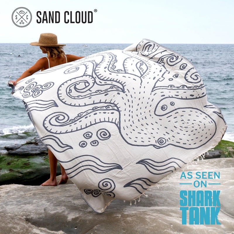 Sand Cloud Extra Large Turkish Beach Towel - Sand Free - 100% Organic Turkish Cotton Yarn - Quick Dry Towel for Beach, Picnic, Blanket or Bath - As Seen on Shark Tank - Marine Life (Ozy) - Image 2