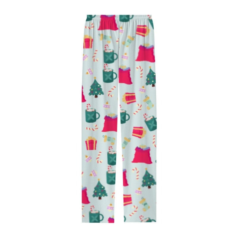 2026 European and American Style Cotton-Like 3D Printed Striped Pants - Comfortable Breathable Home Sleepwear for Christmas