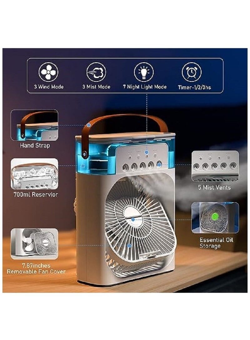 Generic Portable Air Conditioner Fan Mini Evaporative Air Cooler with 7 Colors LED Light 1/2/3 H Timer 3 Wind Speeds and 3 Spray Modes for Office Home Dorm  - Image 2