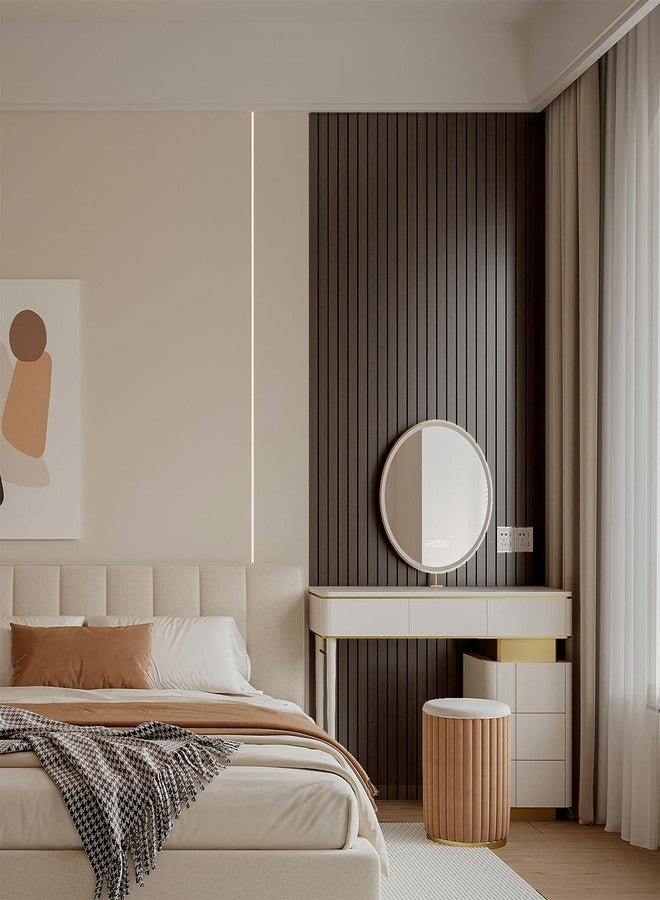 YLL YLL PVC Slat Wall Panel Peel and Stick 118"x 15.7" Faux Smoked Wood Grain Slat Panel Self-Adhesive Wallpaper Soundproof 3D Wall Panels - Image 5