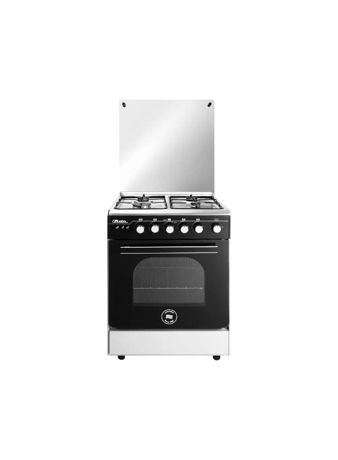 UNIONAIRE Union AeroSuper Phantom 60x60 4-burner gas cooker with fan, oven and grill safety features, black stainless steel surface, 2 knobs for oven and grill C66SVGC44