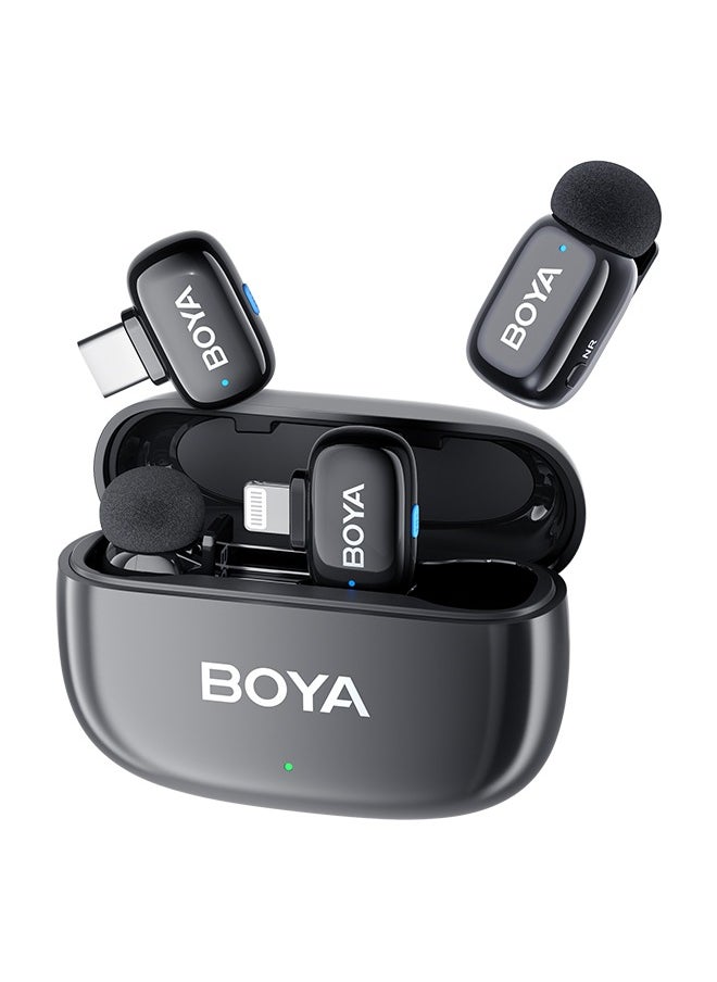 BOYA - BOYA mini-12 Wireless Lavalier Microphone Noise Cancellation Microphone For iPhone 15/16 Android Smartphones Ultra mini microphone with AI Voice Change, Metal Clip on Mic for Vlogging TikTok YouTube Content Creators Live Streaming Interview Recording - Image 1