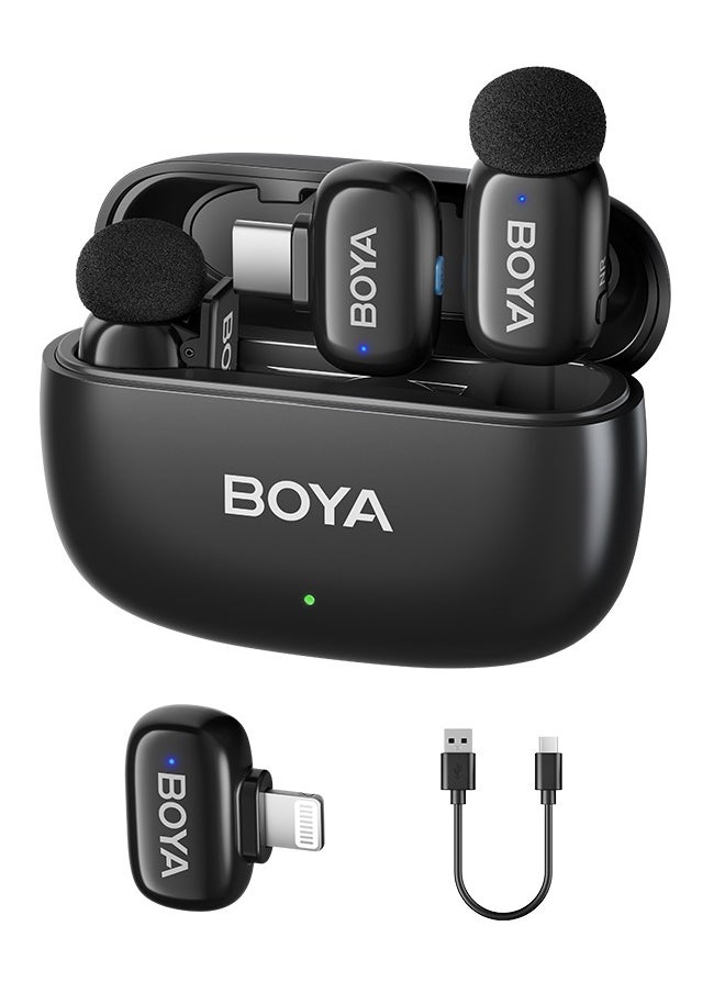 BOYA - BOYA mini-12 Wireless Lavalier Microphone Noise Cancellation Microphone For iPhone 15/16 Android Smartphones Ultra mini microphone with AI Voice Change, Metal Clip on Mic for Vlogging TikTok YouTube Content Creators Live Streaming Interview Recording - Image 1