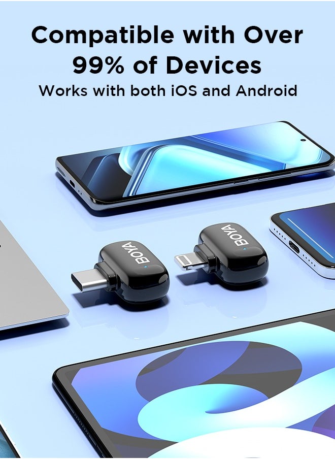 BOYA - BOYA mini-12 Wireless Lavalier Microphone Noise Cancellation Microphone For iPhone 15/16 Android Smartphones Ultra mini microphone with AI Voice Change, Metal Clip on Mic for Vlogging TikTok YouTube Content Creators Live Streaming Interview Recording - Image 1