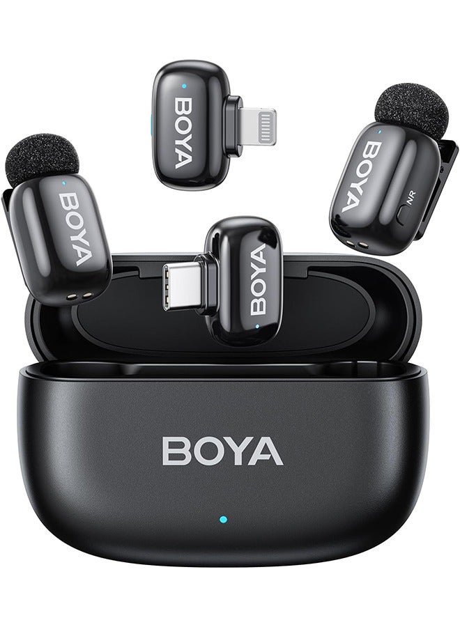BOYA BOYA mini-12 Wireless Lavalier Microphone Noise Cancellation Microphone For iPhone 15/16 Android Smartphones Ultra mini microphone with AI Voice Change, Metal Clip on Mic for Vlogging TikTok YouTube Content Creators Live Streaming Interview Recording  - Image 1