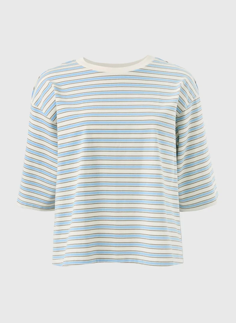 Matalan Blue Blue Stripe Boxy T-Shirt for Women | Best Price UAE