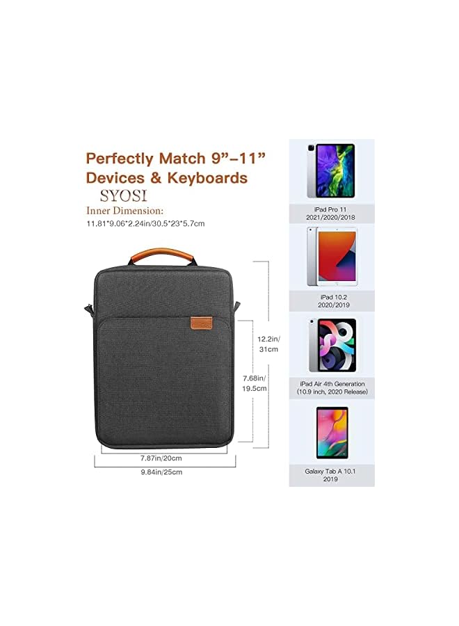 SYOSI Inch Tablet Sleeve Bag, Syosi Fits For Ipad Air 5 10.9" 2022, Ipad Pro 11 M2 2022-2018, Ipad 10Th 10.9, Air 4 10.9, Tab S8 2022, Handle Carrying Case With Shoulder Strap, Black  - Image 5
