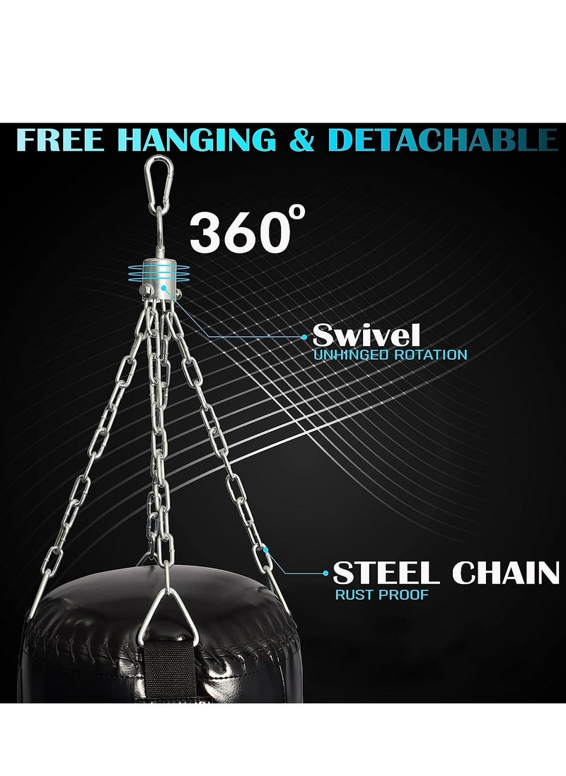 Sky Land Punching Bag with Chain & Heavy-Duty PU Leather Hanging Bag (Filled) | Boxing Bag for Kickboxing, Karate, Muay Thai for Adults/Kids, Black  - Image 3
