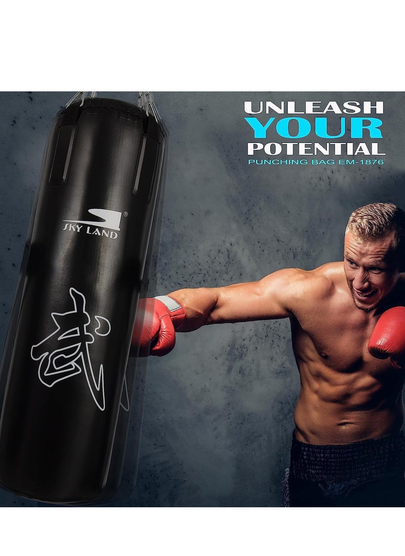 Sky Land Punching Bag with Chain & Heavy-Duty PU Leather Hanging Bag (Filled) | Boxing Bag for Kickboxing, Karate, Muay Thai for Adults/Kids, Black  - Image 4