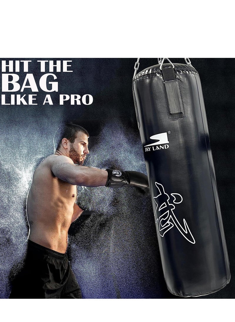 Sky Land Punching Bag with Chain & Heavy-Duty PU Leather Hanging Bag (Filled) | Boxing Bag for Kickboxing, Karate, Muay Thai for Adults/Kids, Black  - Image 5