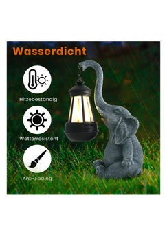 Excefore Elephant Decoration with Solar Lantern, Garden Figures for Outdoor Garden Decoration, Weatherproof LED Solar Elephant Lamp for Balcony Garden, Gifts for Women Men Mum Birthday Gift, Grey  - Image 2