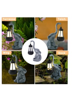 Excefore Elephant Decoration with Solar Lantern, Garden Figures for Outdoor Garden Decoration, Weatherproof LED Solar Elephant Lamp for Balcony Garden, Gifts for Women Men Mum Birthday Gift, Grey  - Image 4