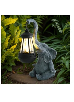 Excefore Elephant Decoration with Solar Lantern, Garden Figures for Outdoor Garden Decoration, Weatherproof LED Solar Elephant Lamp for Balcony Garden, Gifts for Women Men Mum Birthday Gift, Grey  - Image 1