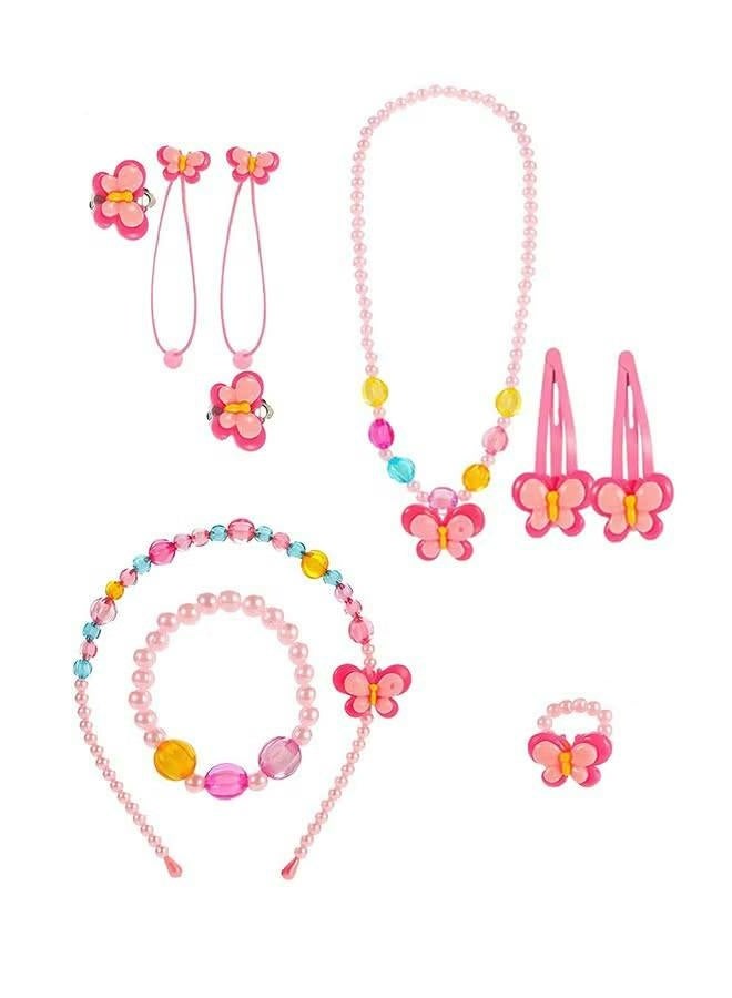 مجموعة مجوهرات للأطفال من حقائب اليد القطيفة للفتيات الصغيرات وقلادات وسوار وخاتم ومشابك شعر، لعبة للأطفال، ألعاب الفتيات الصغيرات، مجوهرات هدايا الحفلات، هدية للارتداء والتظاهر باللعب - Image 2