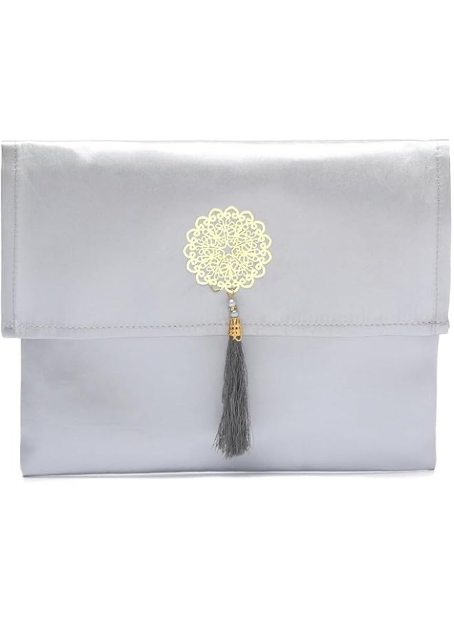 Generic - Prayer Mat Set (Grey): 3pcs, Including Prayer Rug, Prayer Beads (Tasbih) and Elegant Bag - Ideal for Daily Use and Travel - Image 1