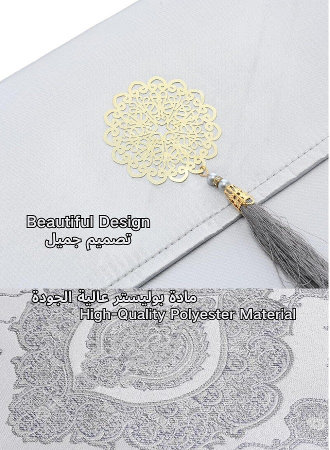 kangchoice Ramadan Gifting Package Premium 3pcs Prayer Mat Gift Set (Grey) Prayer Rug with Tasbih & Elegant Carry Bag, Skin Friendly Materiel Prayer Carpet, Lightweight, Foldable & Travel-Friendly, Ideal for Daily Prayers, Hajj, Umrah, Ramadan & Gifting - Image 3