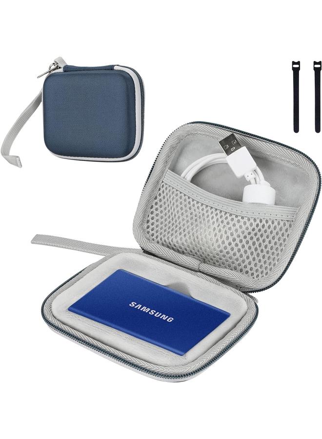 Procases Hard Carrying Case Compatible For Samsung T7 T7 Touch Portable Ssd With 2 Cable Ties Shockproof Travel Organizer For T7 T7 Touch 500Gb 1Tb 2Tb Usb 3.2 External Solid State Drives Navy - Image 1
