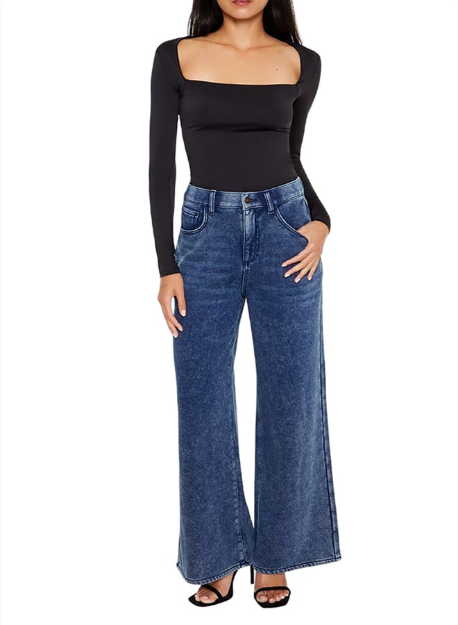 FOREVER 21 Faux Denim French Terry Sweatpants - Image 1