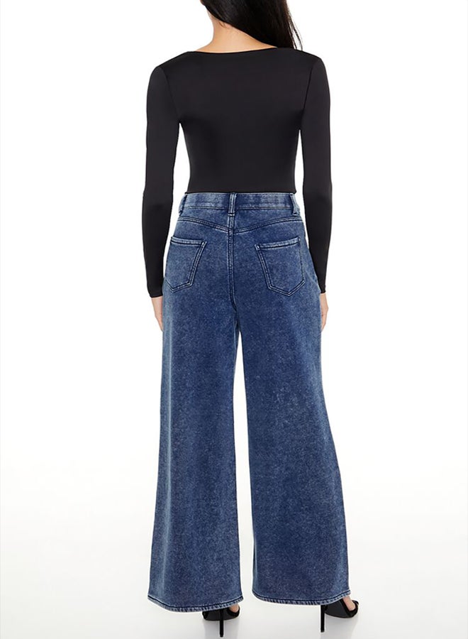 FOREVER 21 Faux Denim French Terry Sweatpants - Image 4