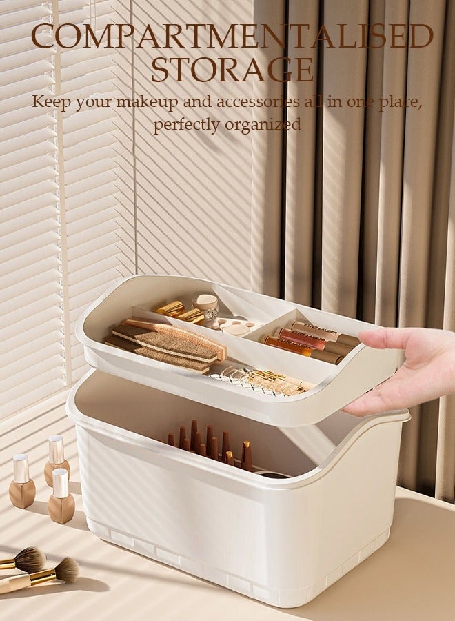 DUNISO Stack Carry Storage Box with Divided Tray, Large Art Craft and Cosmetic Stackable Storage Container Bin with Handle Lid Storage Container for Home & School & Office Supplies - Image 3